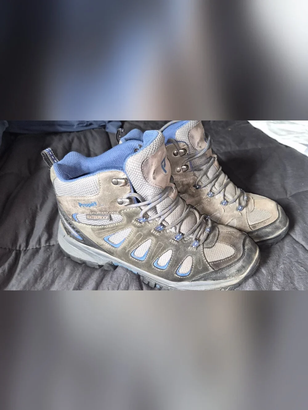 The Propet Ridge Walker Mens HikBoots Gray Suede/Mesh Waterproof Size 10.5 M